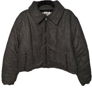 Thakoon XL Bomber Jacket Reversible Italian Black Combo Herringbone Women’s NWT